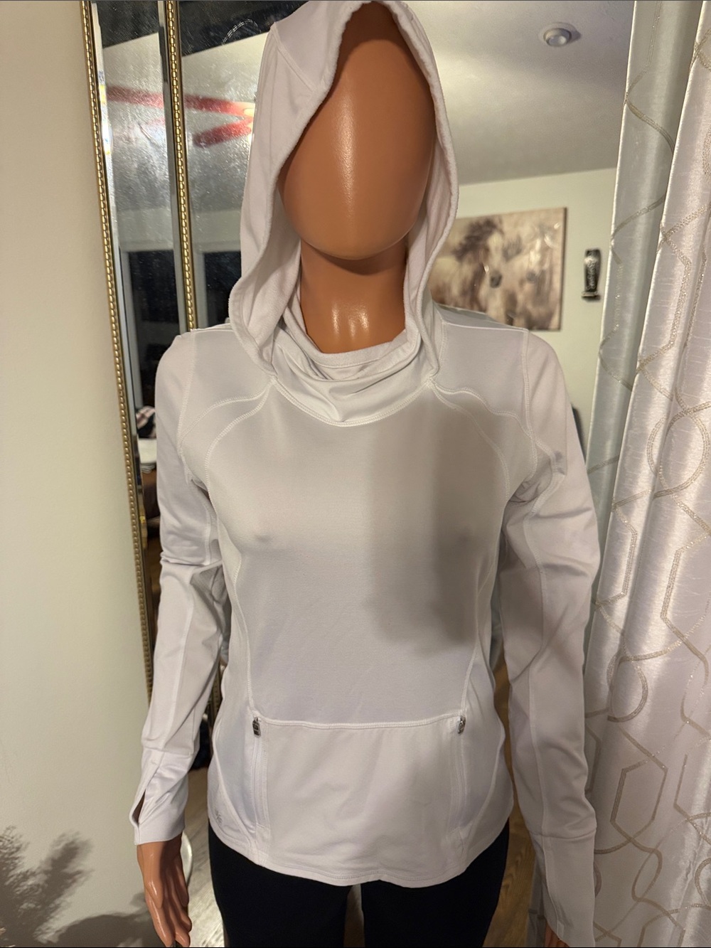 Athleta White Hooded Long-Sleeve Performance Pullover